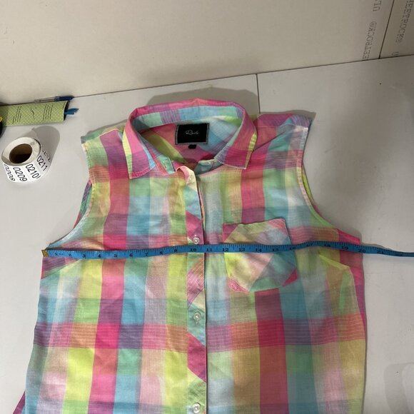 Rails Multicolour Pastel Check Sleeveless Top Women's Size L - Picture 7 of 9